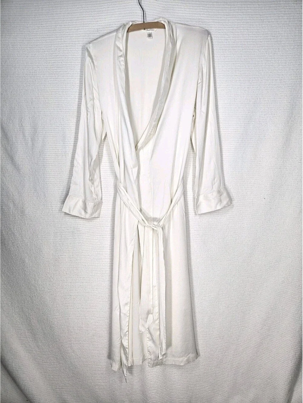 Ivory Satin Robe 93% Silk Brooks Brothers S Dressing Gown wSash Bridal Wedding